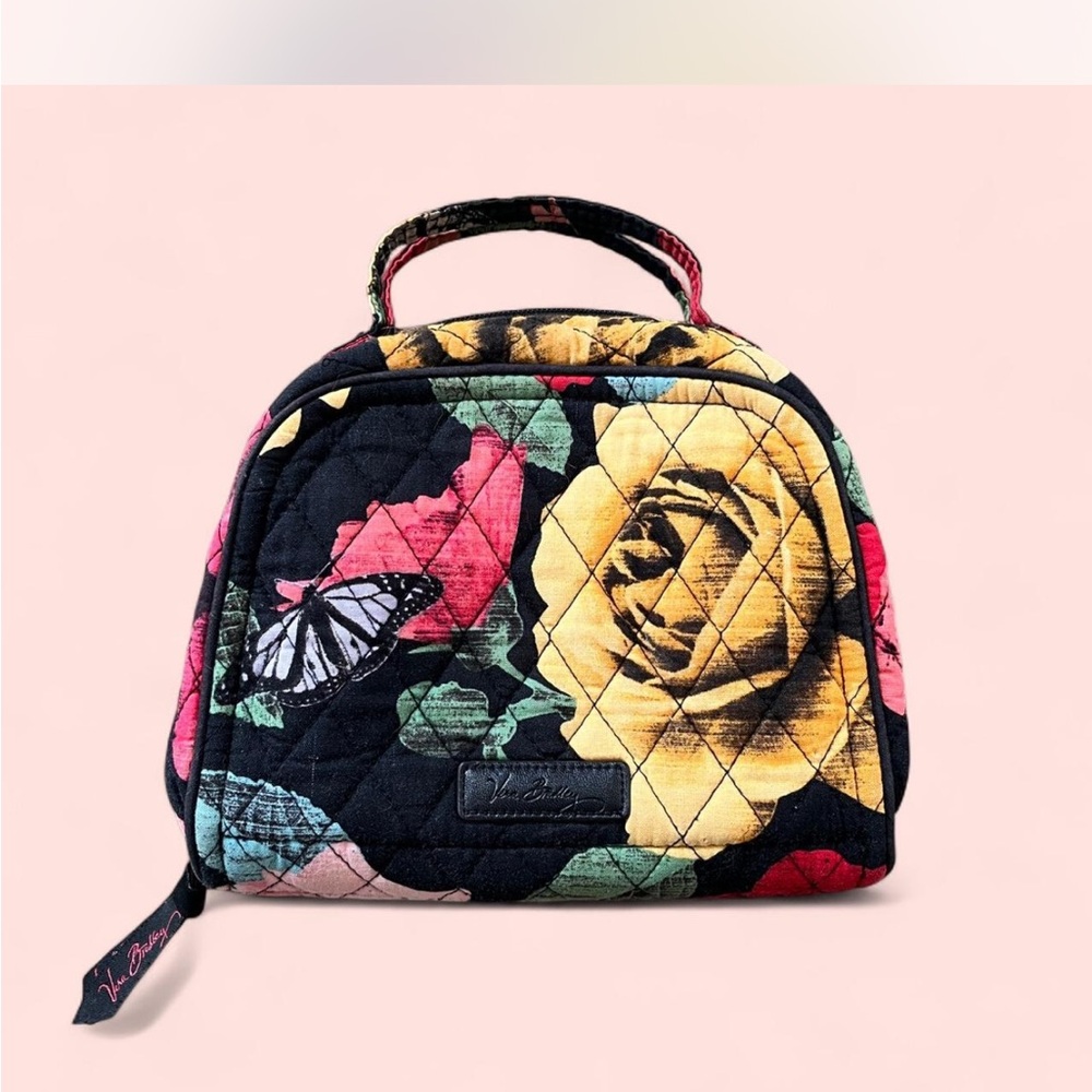 Vera Bradley Quilted Cosmetic Bag - Black, Yellow, Pink